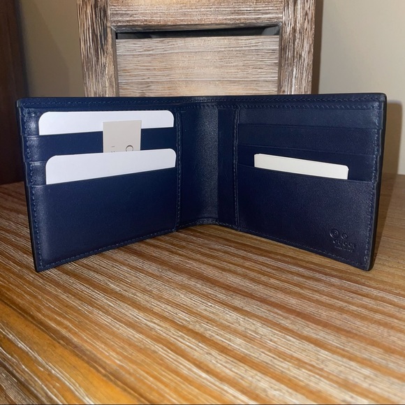 Gucci MicroGuccissima GG Logo Blue Leather Wallet with Removable Insert - Picture 9 of 16